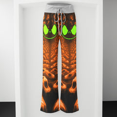 Infinite Orange Skull Art Women's High-waisted Wide Leg Pants