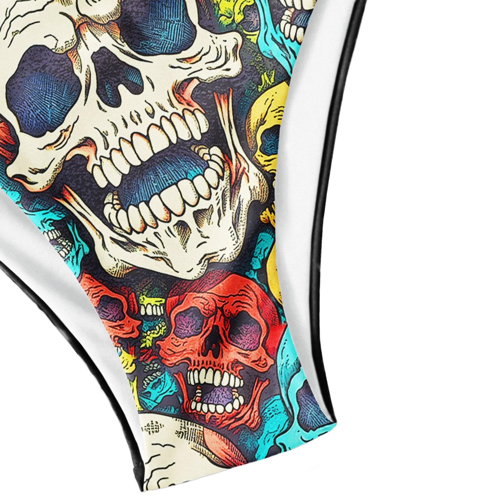 Vintage Sketch Skull Gothic Micro Triangle Bikini Swimsuit - Wonder Skull