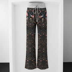 Freedom Eagle Skull Shield Women's High-waisted Wide Leg Pants