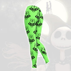 Green Baby Skull Pattern Combo Hoodie and Leggings - Dark and edgy matching set with skull designs for a unique and stylish look
