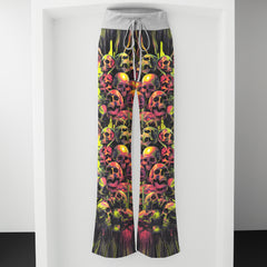 Skull Inferno Bloom Women's High-waisted Wide Leg Pants