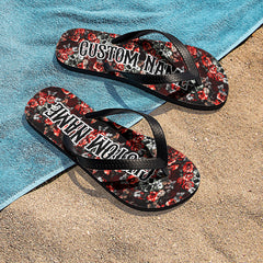 Image of a pair of beach flip flops with a sleek design, featuring a comfortable yoga mat footbed, non-slip sole, and water-friendly materials. Perfect for summer outings, beach walks, and casual occasions.