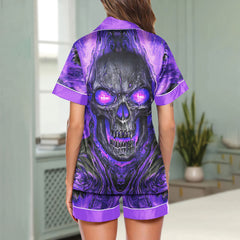 Chic and stylish women's pajama set with unique design prints and statement sleeves, Soft and luxurious fabrics make this pajama set perfect for bedtime or lounging at home.