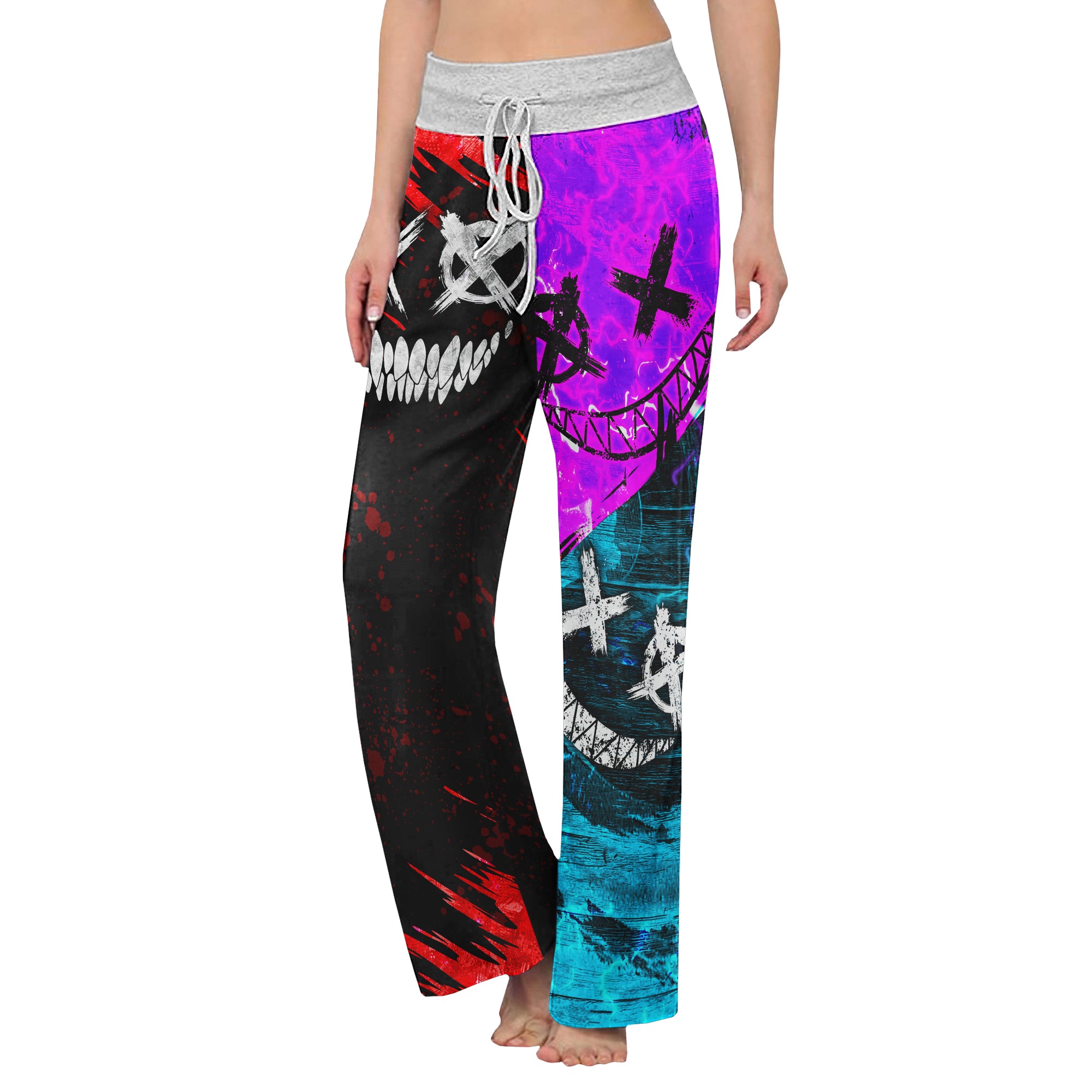Yin Yang Psycho Horror Women's High-waisted Wide Leg Pants | Wonder Skull