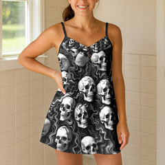 Woven Skulls Pattern Short Cami Dress