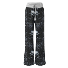 Filigree Skull Pattern Women's High-waisted Wide Leg Pants | Wonder Skull