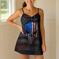 Dark Patriot Grunge Short Cami Dress