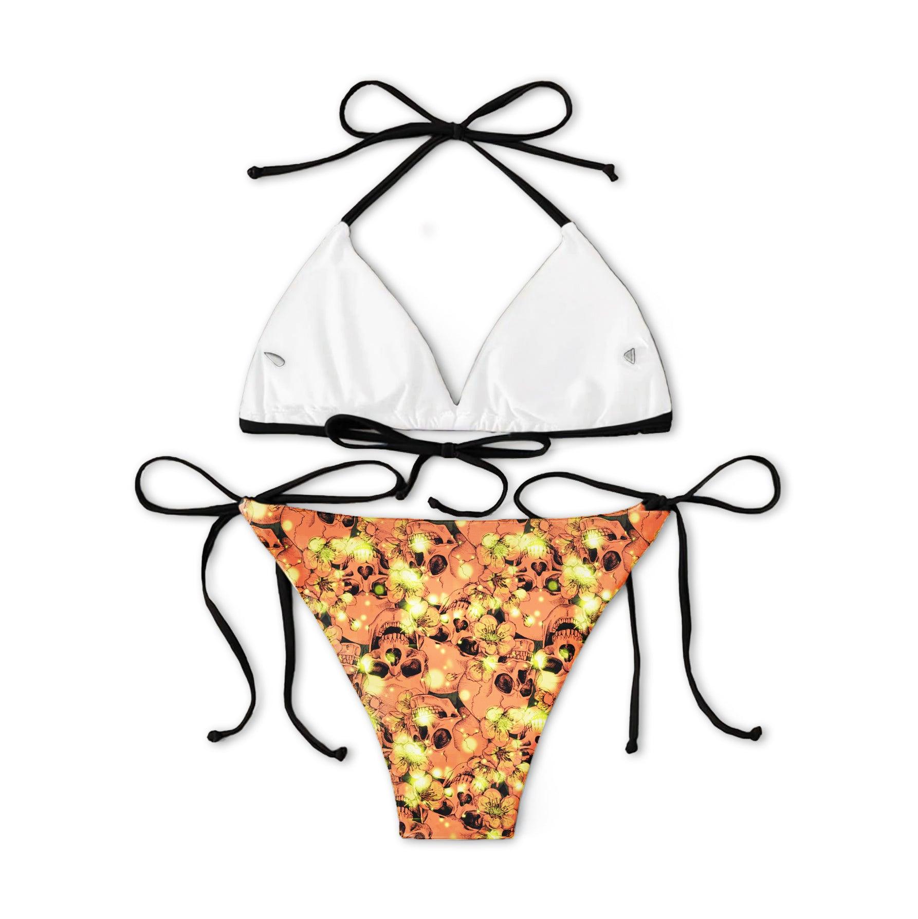 Sparkling Yellow Skull Micro Triangle Bikini Swimsuit - Wonder Skull