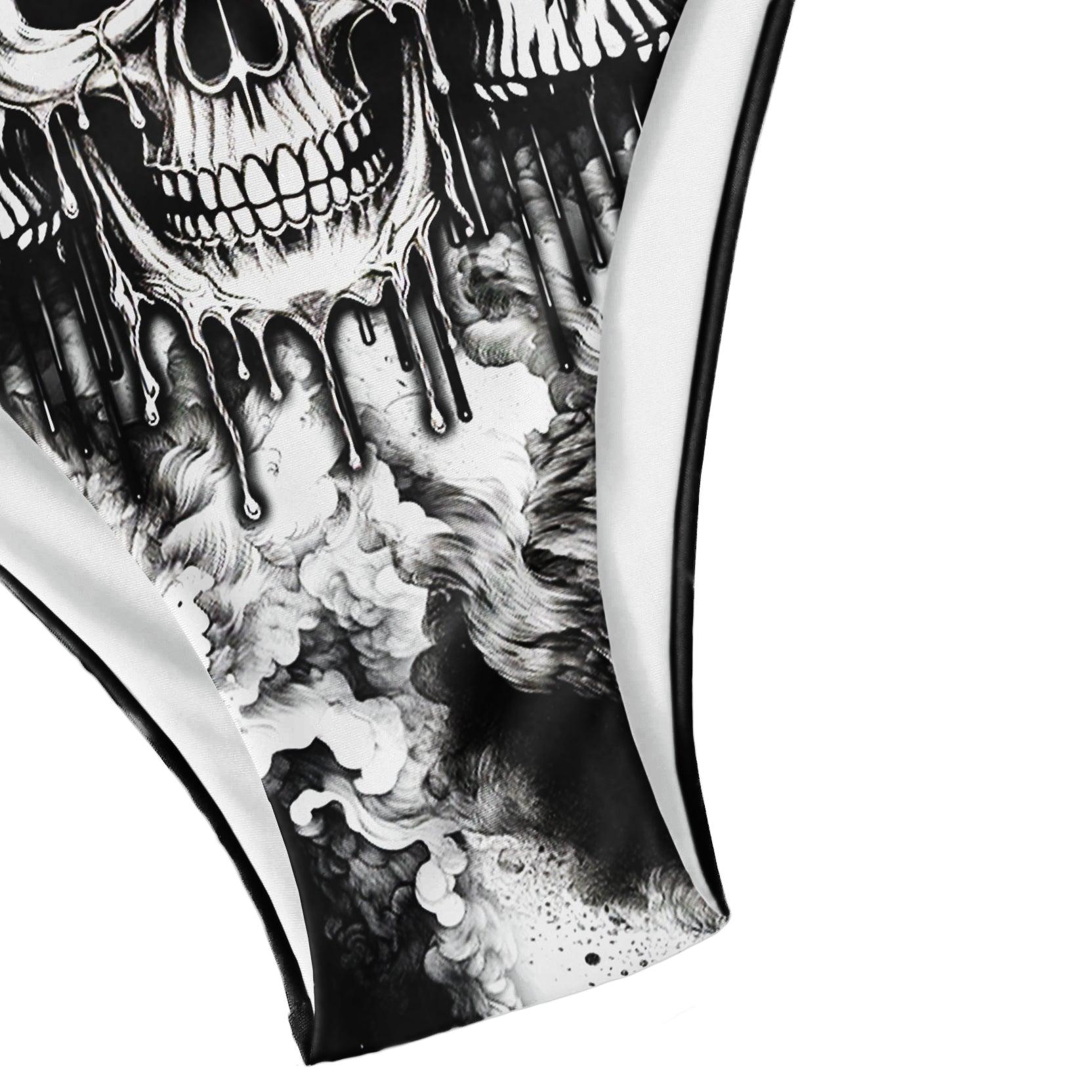 Vintage Grey Skull Micro Triangle Bikini Swimsuit - Wonder Skull