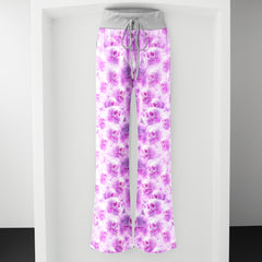 Pink Skull Cloud Pattern Women's High-waisted Wide Leg Pants