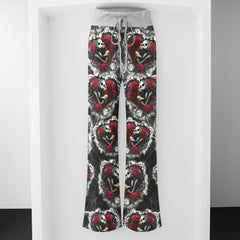 Couple Rose Pattern Women's High-waisted Wide Leg Pants