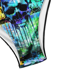 Mega Skull Green Micro Triangle Bikini Swimsuit - Wonder Skull