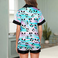 Holographic Pattern Women's Pajama Sets Top Sleeve & Short Bottom