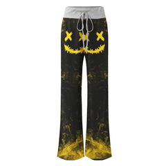 Yellow Abstract Emo Art Women's High-waisted Wide Leg Pants | Wonder Skull