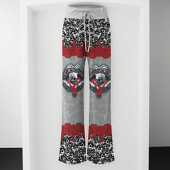 Metal Skull Lip Melt Women's High-waisted Wide Leg Pants