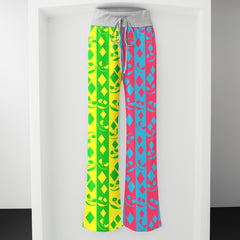 Twisted Geometry Skull Diamond Women's High-waisted Wide Leg Pants