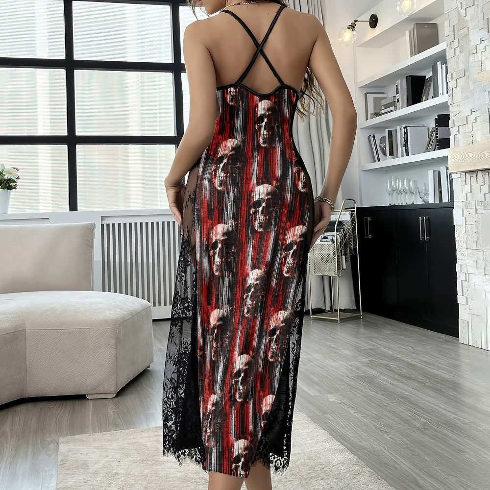 Skull Grunge Pattern Women's Lace Cami Sleepwear | Gothic, Punkrock, Lingerie for Women