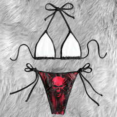 Dark Grunge Grime Skull Micro Triangle Bikini Swimsuit