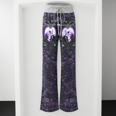 Purple Couple Moon Women's High-waisted Wide Leg Pants