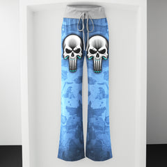 Cyber Skull Grunge Art Women's High-waisted Wide Leg Pants