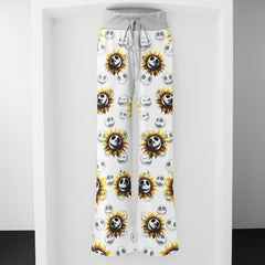 Flower Nightamre Patttern Women's High-waisted Wide Leg Pants