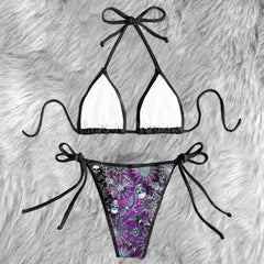 Deep Purple Skull Forest Micro Triangle Bikini Swimsuit