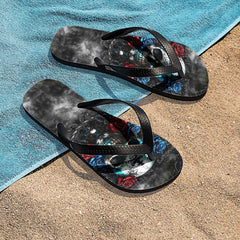 Image of a pair of beach flip flops with a sleek design, featuring a comfortable yoga mat footbed, non-slip sole, and water-friendly materials. Perfect for summer outings, beach walks, and casual occasions.