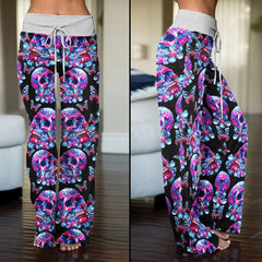 Skull Crystal Butterfly Women's High-waisted Wide Leg Pants | Wonder Skull