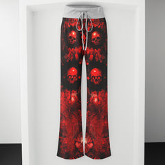 Red Skull Horror Women's High-waisted Wide Leg Pants