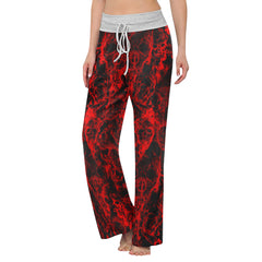 Red Skull Smoke Women's High-waisted Wide Leg Pants | Wonder Skull