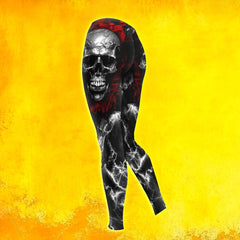 Skull Silver Thunder Art Combo Hoodie and Leggings - Dark and edgy matching set with skull designs for a unique and stylish look