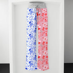 Electric Heart Skull Mix Women's High-waisted Wide Leg Pants