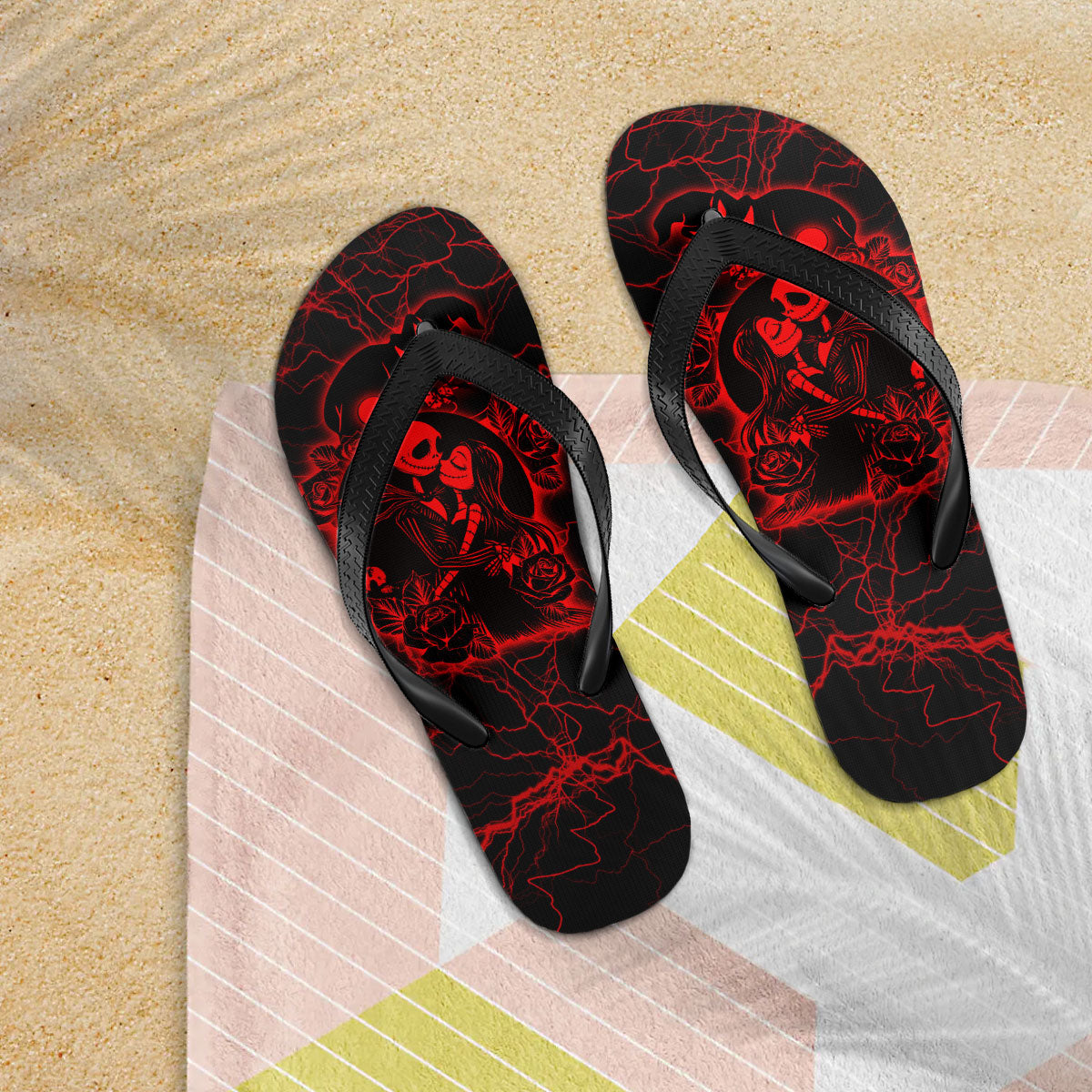 Image of a pair of beach flip flops with a sleek design, featuring a comfortable yoga mat footbed, non-slip sole, and water-friendly materials. Perfect for summer outings, beach walks, and casual occasions.