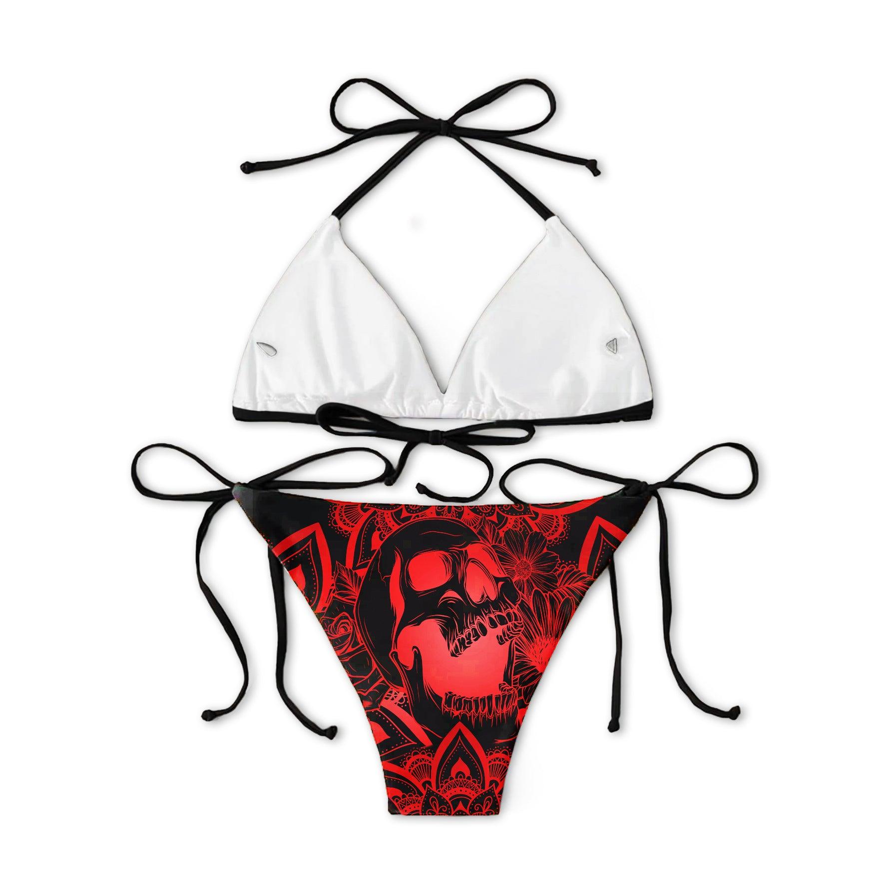 Red Mandala Micro Triangle Bikini Swimsuit - Wonder Skull
