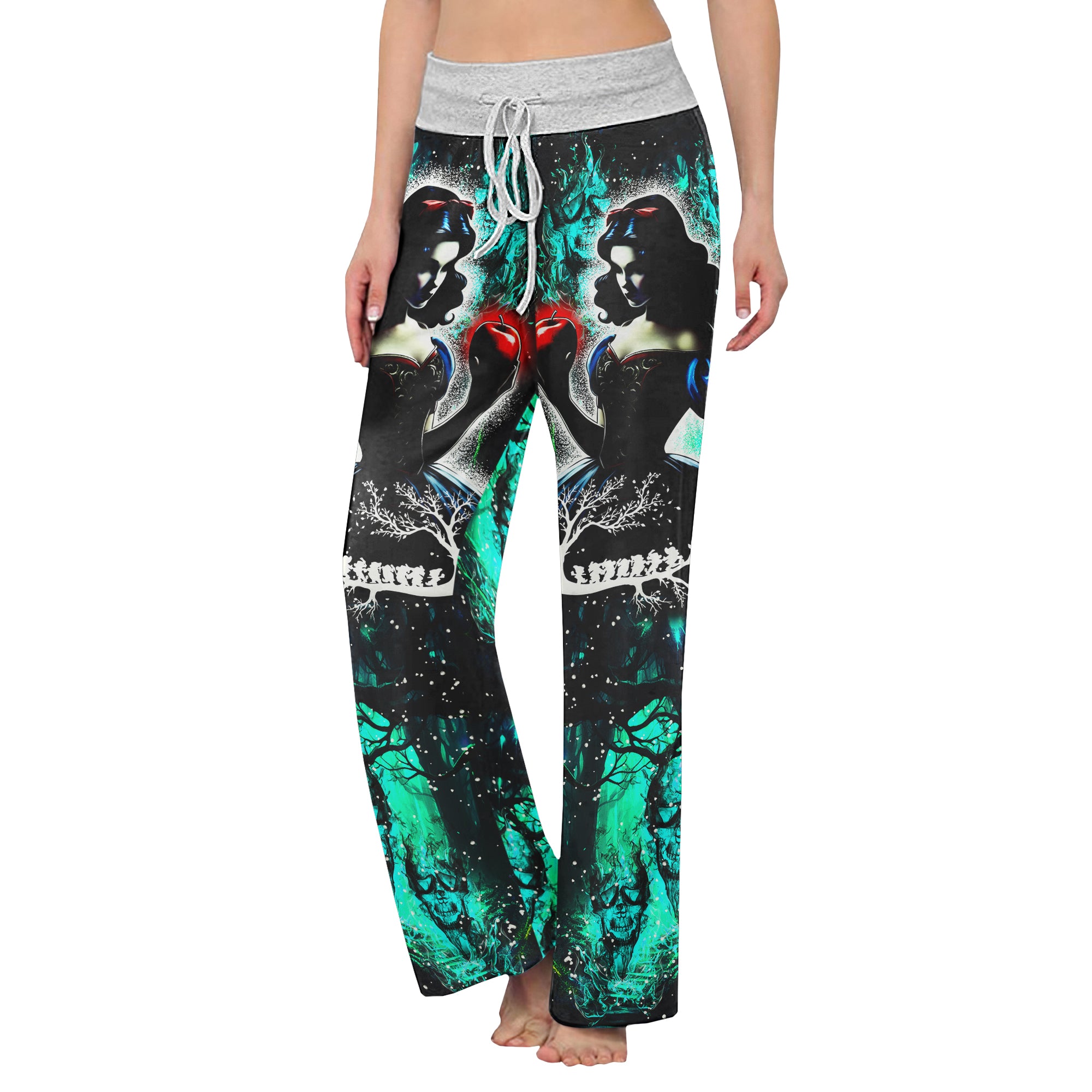 Dark Green Theme Women's High-waisted Wide Leg Pants | Wonder Skull