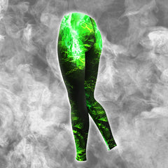 Green Skull Fire Art Combo Hoodie and Leggings - Dark and edgy matching set with skull designs for a unique and stylish look.