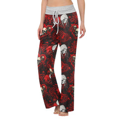 Skull Dark Gothic Women's High-waisted Wide Leg Pants | Wonder Skull