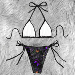Gothic Halloween Damask Pattern Micro Triangle Bikini Swimsuit