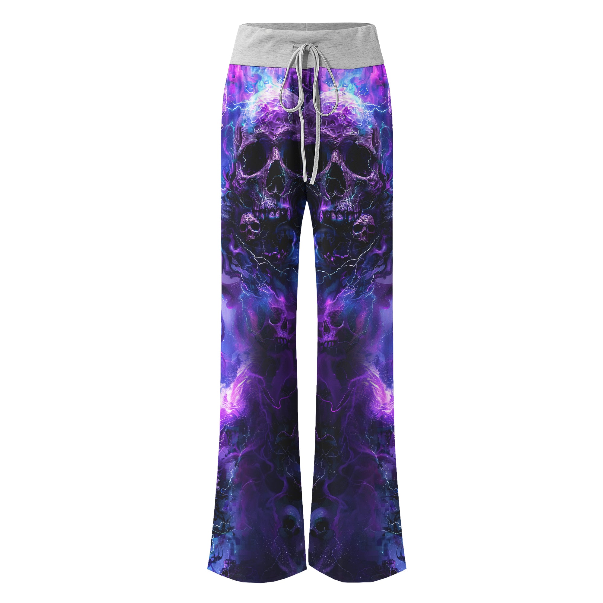 Purple Skull Fantasy Artwork Women's High-waisted Wide Leg Pants | Wonder Skull