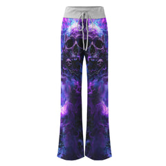 Purple Skull Fantasy Artwork Women's High-waisted Wide Leg Pants | Wonder Skull