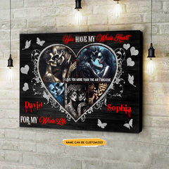 My Whole Heart - Custom Personalized Names Gothic Skull And Roses Canvas