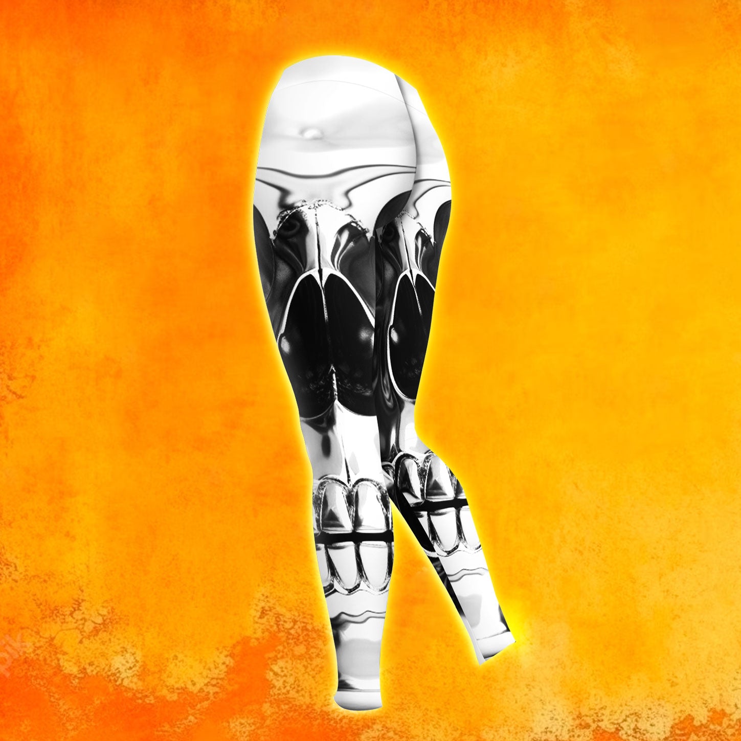 Skull 3D Silver Abstract Combo Hoodie and Leggings - Dark and edgy matching set with skull designs for a unique and stylish look.