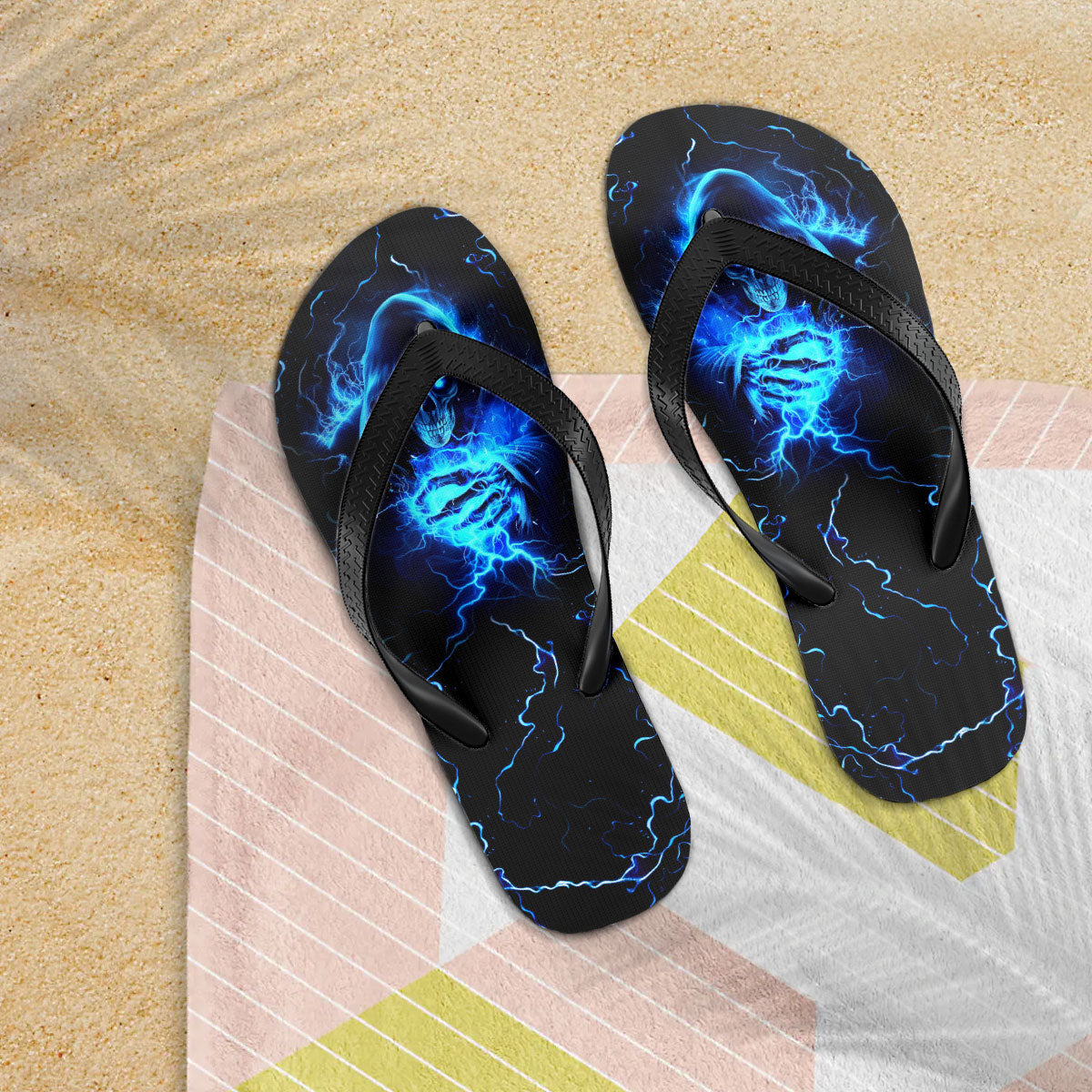 Image of a pair of beach flip flops with a sleek design, featuring a comfortable yoga mat footbed, non-slip sole, and water-friendly materials. Perfect for summer outings, beach walks, and casual occasions.