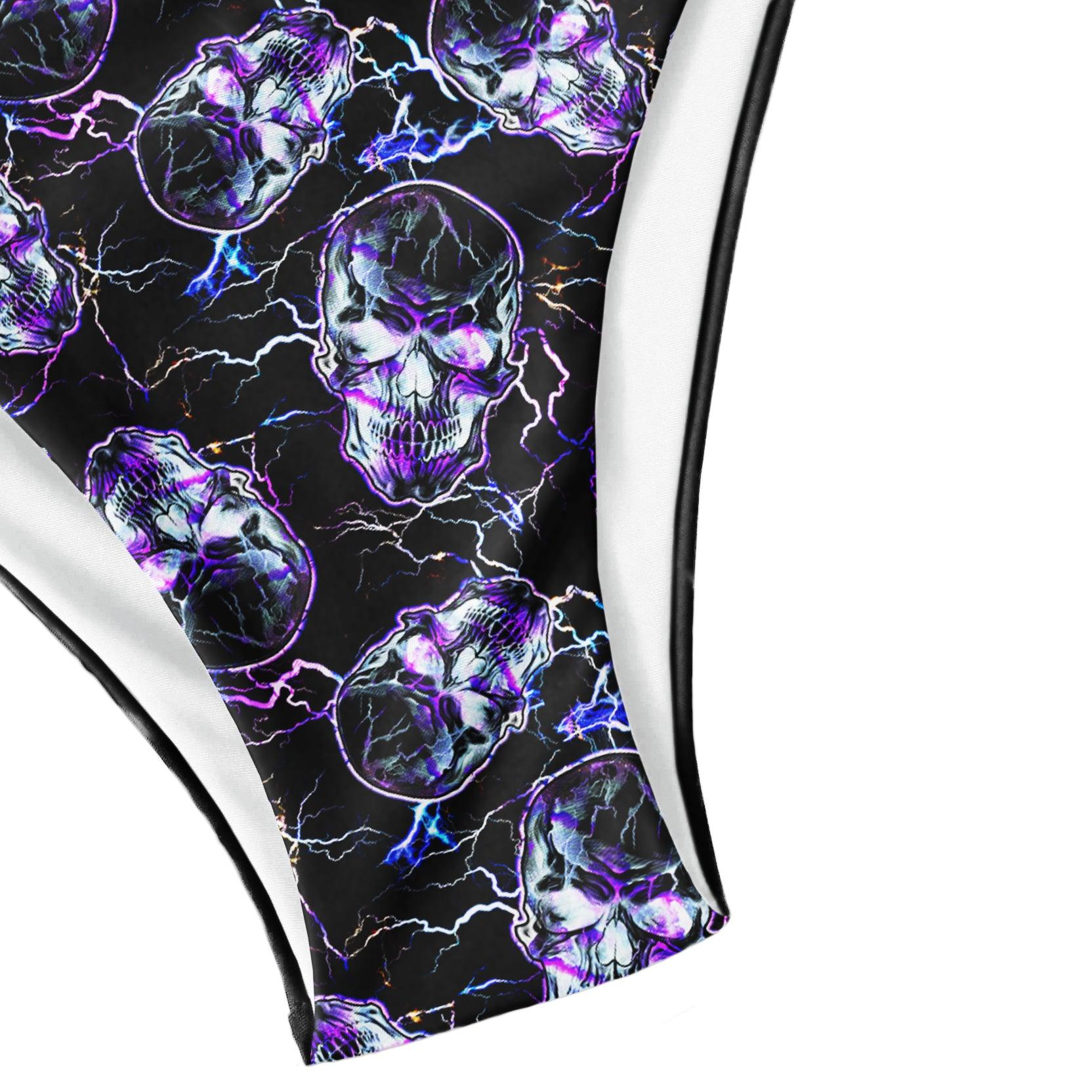 Dark Thunder Skul Pattern Micro Triangle Bikini Swimsuit - Wonder Skull