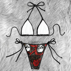 Blood Roses & Silent Skulls Micro Triangle Bikini Swimsuit