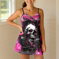 Pink Skull Broken Short Cami Dress