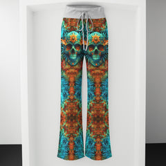 Abstract Skull Leaf Artwork Women's High-waisted Wide Leg Pants