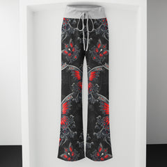 Butterfly Skull Heart Thorns Women's High-waisted Wide Leg Pants