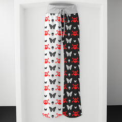 Dark Symmetry Crimson Flutter Women's High-waisted Wide Leg Pants