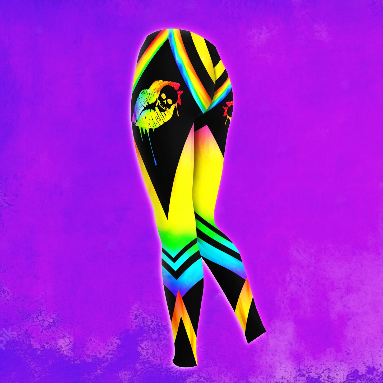 Rainbow Skull Lip Sexy Combo Hoodie and Leggings - Dark and edgy matching set with skull designs for a unique and stylish look.